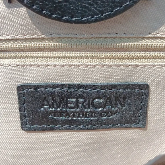American Leather Co. Leather striped patch shoulder bag cross body bag - Picture 4 of 5